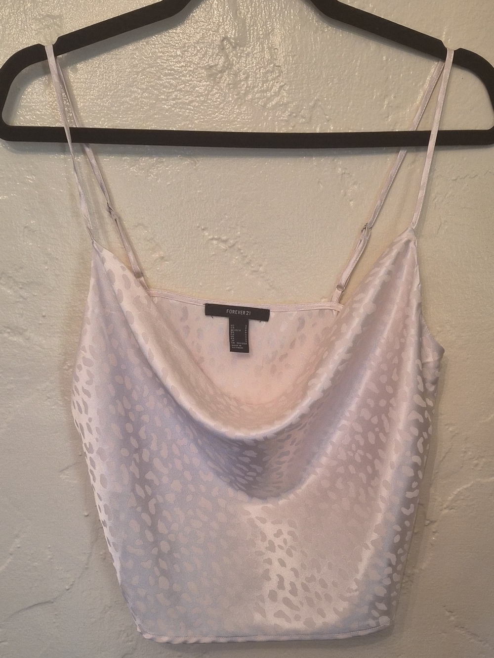 Forever 21 Pink Satin Cowl Neck Leopard Jacquard Cami